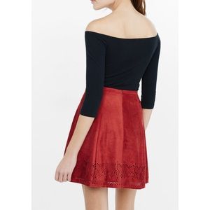 NWT laser cut suede flare skirt